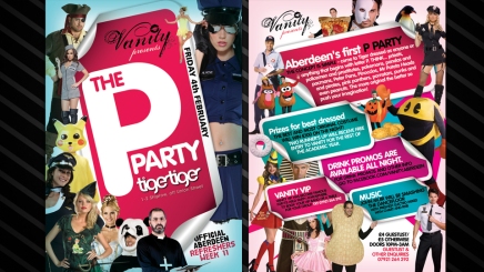 Flyer design for the P Party in Scotland